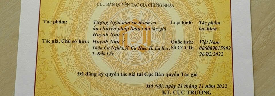 Bản quyền Tác Phẩm Ngài Bổn Sư thích Ca ấn chuyển pháp luân