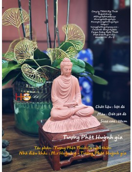 Tượng Phật Thích ca ngồi thiền - size cao : 20cm - Bột đá - màu đất sét 