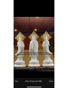 Tượng Phật Tây Phương Tam Thánh Đứng được sáng Tác Điêu Khắc từ : M.R Huỳnh Như ý - Điêu Khắc Gia , 
