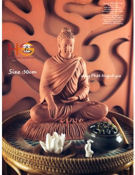 Tượng Phật Thích ca Xúc Địa Ấn size cao : 30cm - Bột đá - màu : đất sét acrylic
