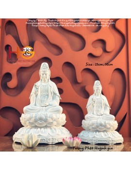 Tác phẩm Tượng Bồ Tát Quan Âm Ngồi size : 25cm , 30cm ( Bột Đá ) Tượng Phật Huỳnh gia sáng tác 