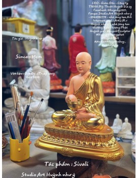 Tượng Phật sivali ngồi - Size : 35cm - có sẵn vật liệu : gỗ , đồng , composite , bột đá , xi măng
