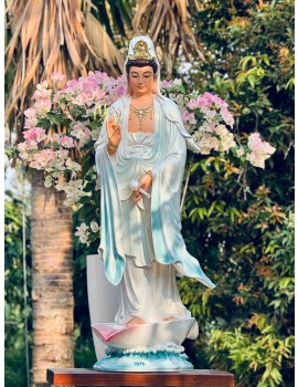 Tượng Phật Quan Âm Bồ Tát đứng cánh sen , kích thước : 50cm,70cm,120cm,160cm.... - vật liệu : , gỗ 