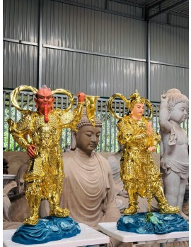 Tượng Tiêu Diện Và Hộ Pháp 1m - Chất Liệu : composite - Đồng - Gỗ