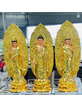 Tượng Tây Phương Tam Thánh 1m luôn thân quang
