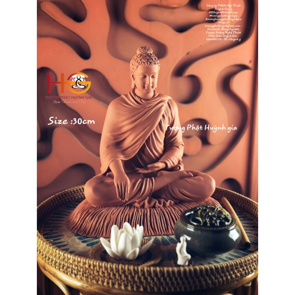 Tượng Phật Thích ca Xúc Địa Ấn size cao : 30cm - Bột đá - màu : đất sét acrylic