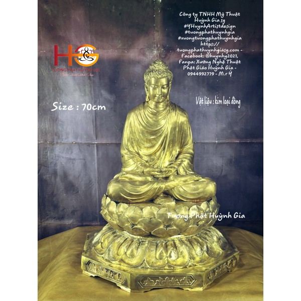 Tượng Phật thích ca , Bồ Tát Văn Thù , Bồ Tát Phổ Hiền - Huỳnh Gia chế tác bằng vật liệu : Đồng  