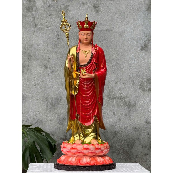 Tượng Địa Tạng vương bồ tát đứng : 50cm  - 1m - 120cm - 160cm... Chất Liệu : gỗ , đồng , bột đá