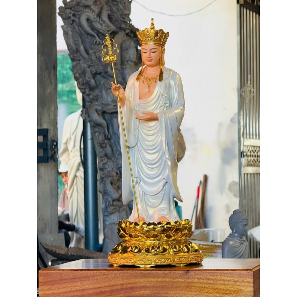 Tượng Địa Tạng vương bồ tát đứng : 50cm - 70cm - 1m - 120cm - 160cm... Chất Liệu : gỗ , đồng , bột đ