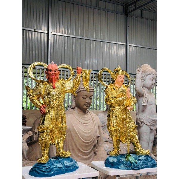 Tượng Tiêu Diện Và Hộ Pháp 1m - Chất Liệu : composite - Đồng - Gỗ