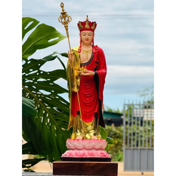 Tượng Địa Tạng Vương Bồ Tát đứng : 50cm - 70cm... Chất Liệu : gỗ , đồng , bột đá
