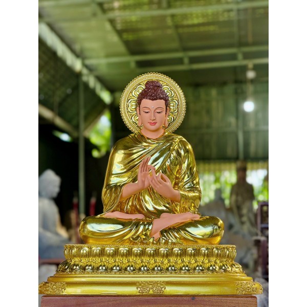 Tượng Phật  Thích ca , Ấn Tay : Chuyển Pháp Luân , size : 52cm . Vật Liệu : Composite bột đá