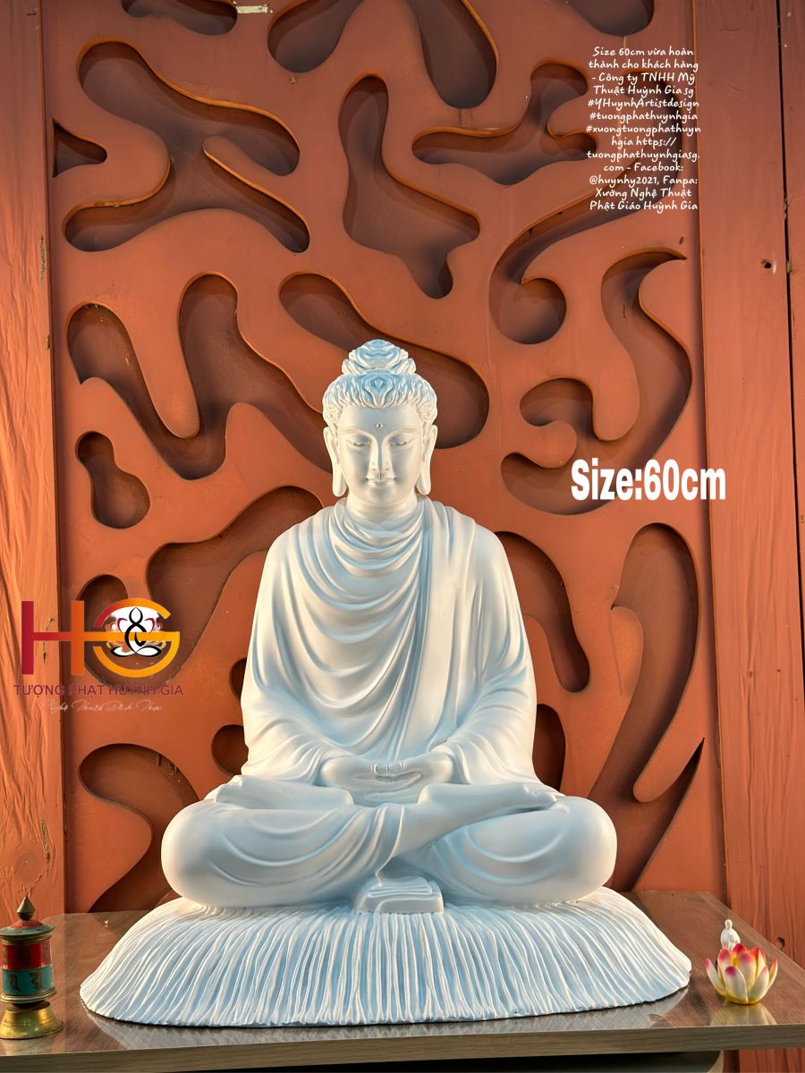 Tượng Phật Thích Ca ngồi thiền trên đế cỏ , Kích Thước :60cm ...