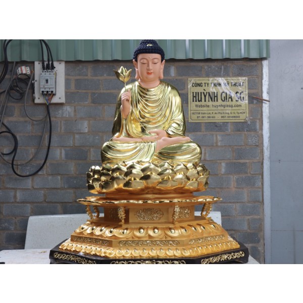 Tượng Phật Bổn Sư Thích Ca - 1,1m - Chất Liệu composite - Dát vàng cao cấp
